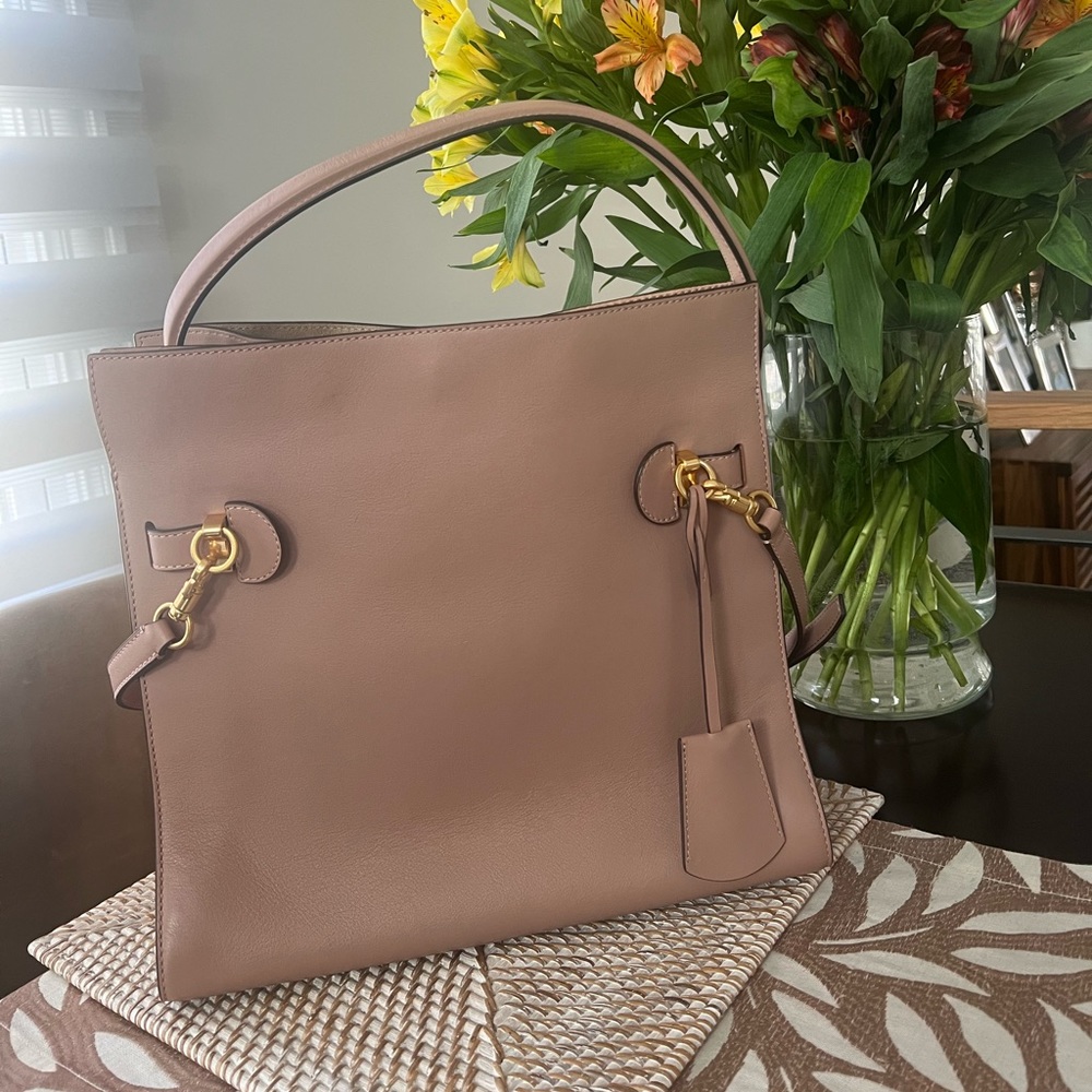 🔥 Tory Burch Lee Radziwill Double Satchel Bag Purse mallow - Picture 3 of 11